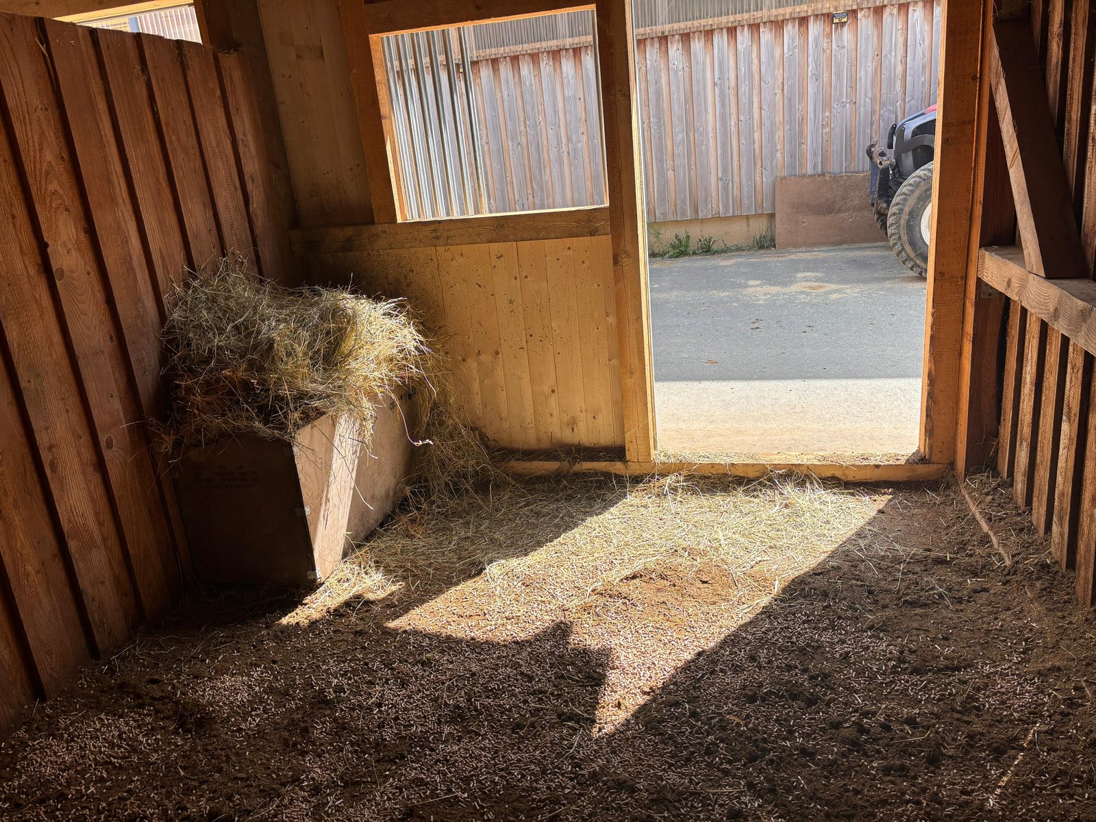 Guest box with hay and bedding